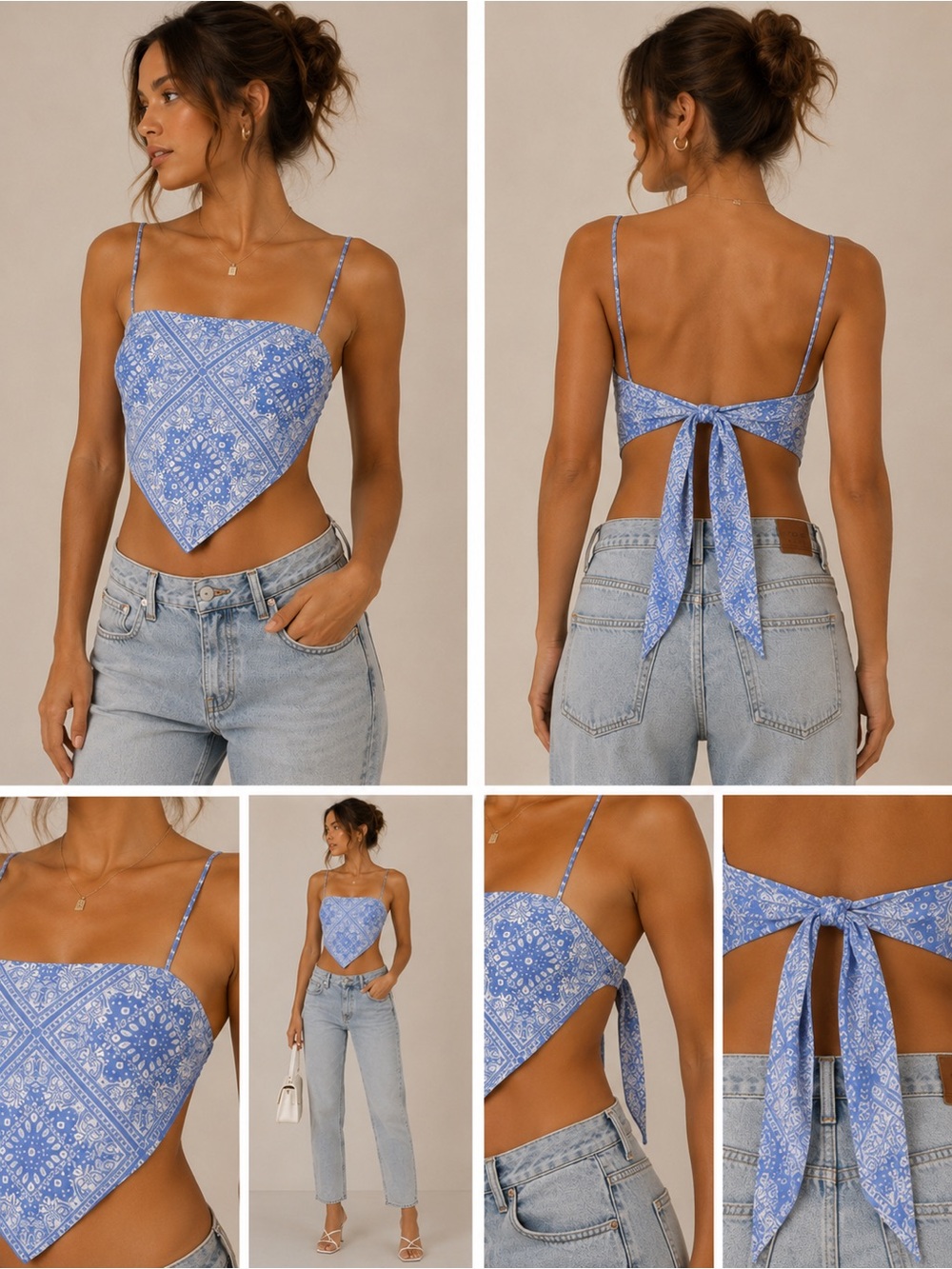 Blue Patterned Bandana Top - Picture 1 of 2